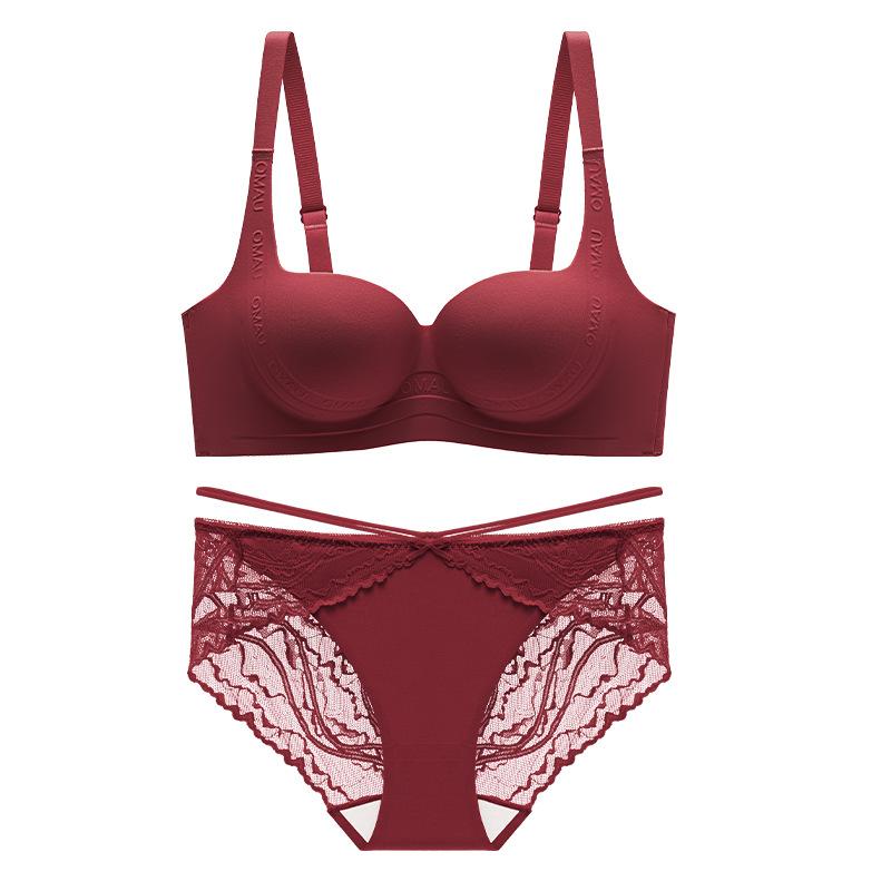 Shisheng seamless bra, small chest gathering, not empty cup, comfortable and sexy no steel ring bra set