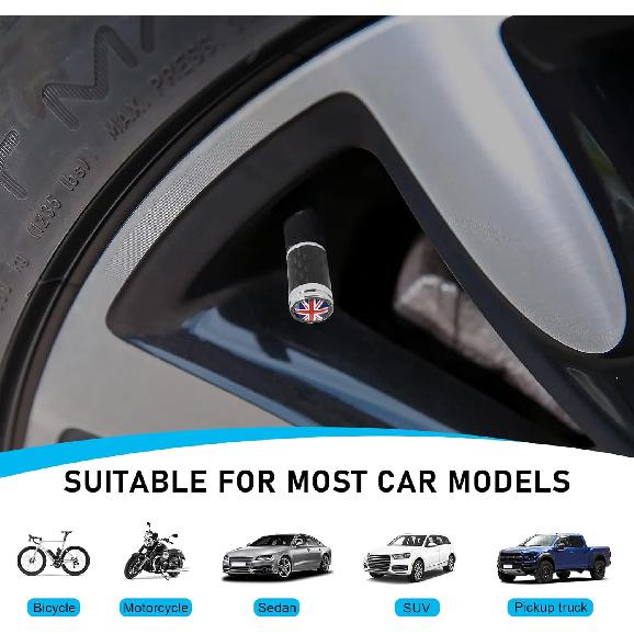 4 PCS Car Tire Valve Stem Caps, Leakproof Auto Rim Wheel Valve Stem Cap with O Rubber Seal, Dustproof Stem Covers for Car SUV Bike Truck Motorcycle,