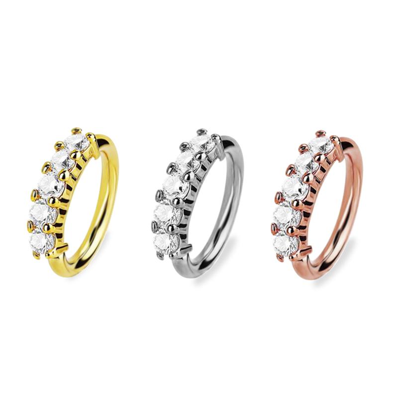 Модные кристаллы со стразами из нержавеющей стали, обруч для пирсинга носа, кольцо, ювелирное изделие, подарок