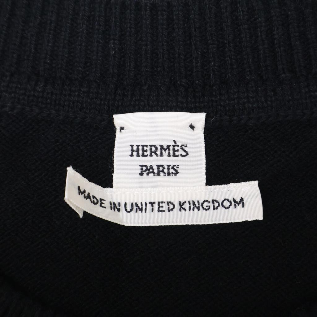 HERMES [New/Domestic regular] 4H2600D1 Cashmere 100% Short sleeve knit sweater/ tops 38 blackUsed