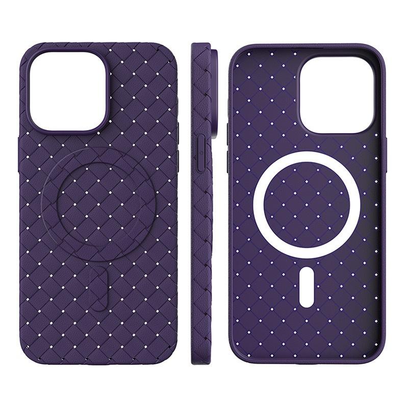 Woven MagSafe Case for iPhone 15 Pro Max - Purple by Hurtel