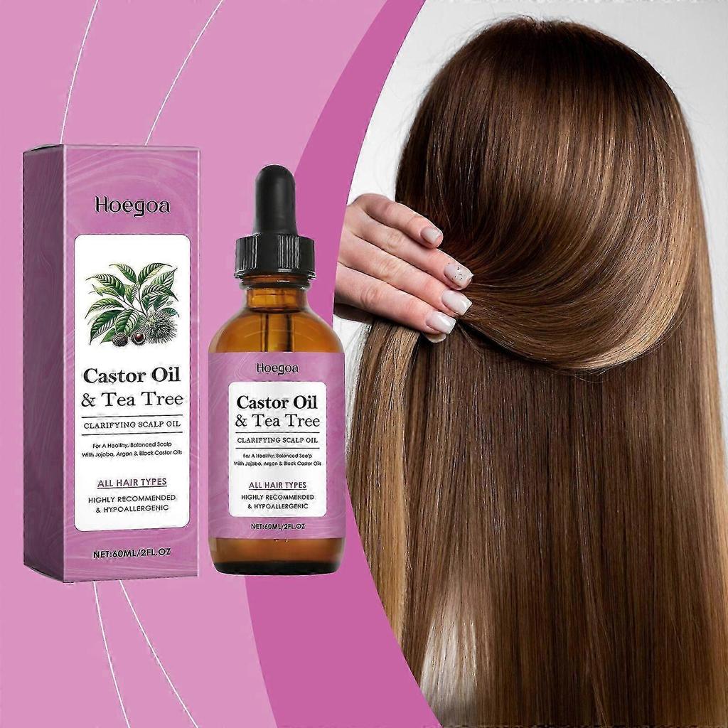 Castor Oil and Tea Tree Clarifying Scalp Oil, 60ml Organic Formula to Moisturise and Balance Scalp, Reduce Dryness