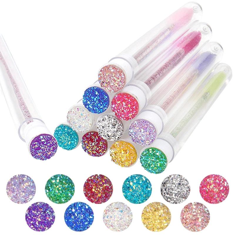 50 шт. одноразовая кисть для бровей с кристаллами, отдельная с трубкой, кисть для наращивания ресниц