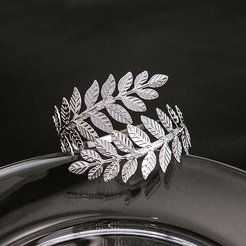 Stylish Leaf Roman Bridal Arm Bracelet: Adjustable Metal Jewelry & Curtain Buckle