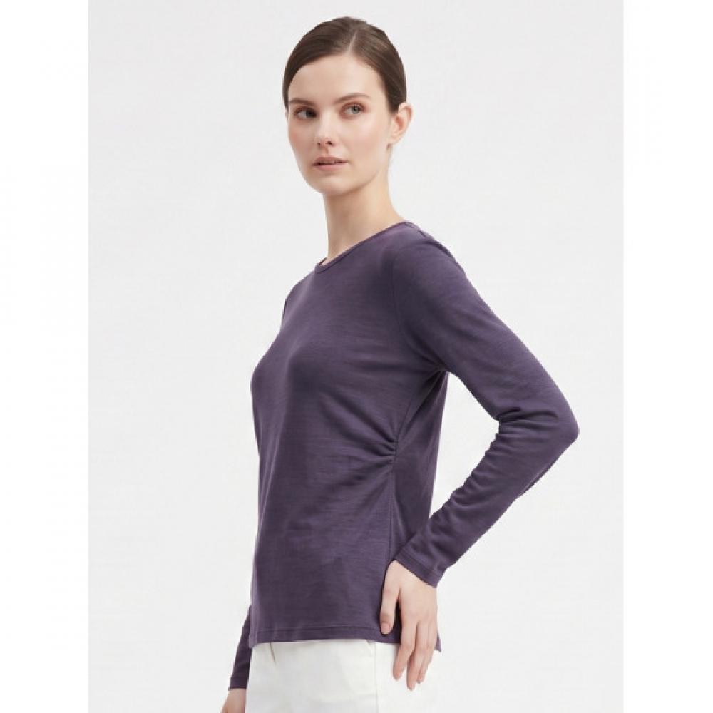 Shop Women S KoRean Modal R Neck Side ShiRRed lS Tee S F puRple Dai wSh260070