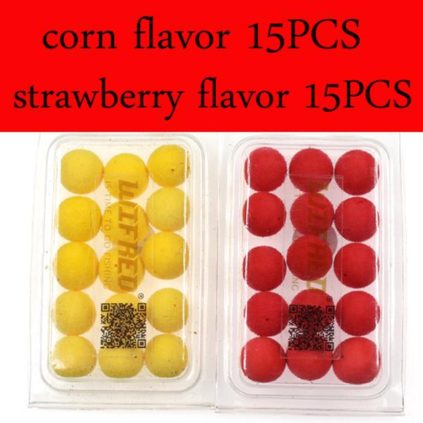 15PCS/30PCS 12mm Carp Fishing Pop Ups Boilies Baits Corn Apple Strawberry Sweet Potato Flavor Carping Bait