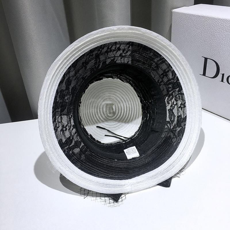 Летняя модная кружевная сетчатая шляпа-ведро женская в стиле Хепберн, цветной ретро-цилиндр, элегантный козырек с бантом