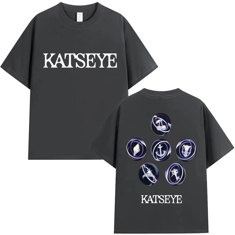 Kpop Katseye Логотип Графическая Футболка Мода Поп-Музыка Мужская Женская Корейский Стиль Футболки Большого Размера Хлопок Повседневная Футболка Уличная Одежда