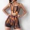 Спортивные костюмы Tie Dye, комплект из 2 предметов, женские спортивные комплекты, бюстгальтеры с подкладкой, комплекты для йоги, одежда для тренировок, леггинсы с высокой талией, спортивная одежда