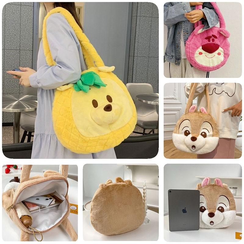 Pineapple Pup And Strawberry Bear Plush Cartoon Shoulder Bag Large Capacity Tote For Everyday Use