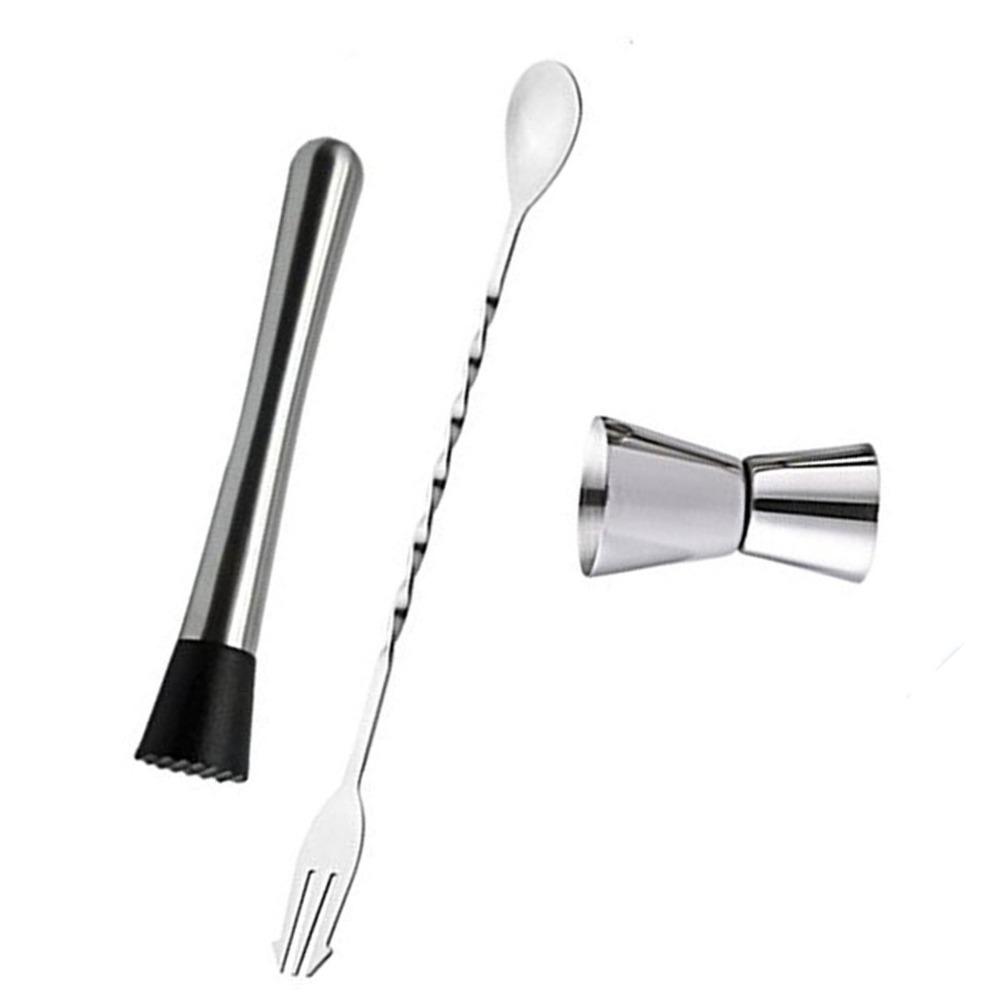 Long Handle Spoon Bar Tool Set Stainless Steel Cocktail Shaker Set Cocktail Muddler Set Home