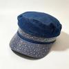 Breathable Peaked Cap Shiny Rhinestone Sun Hat Casual Flat Top Baseball Cap  Women