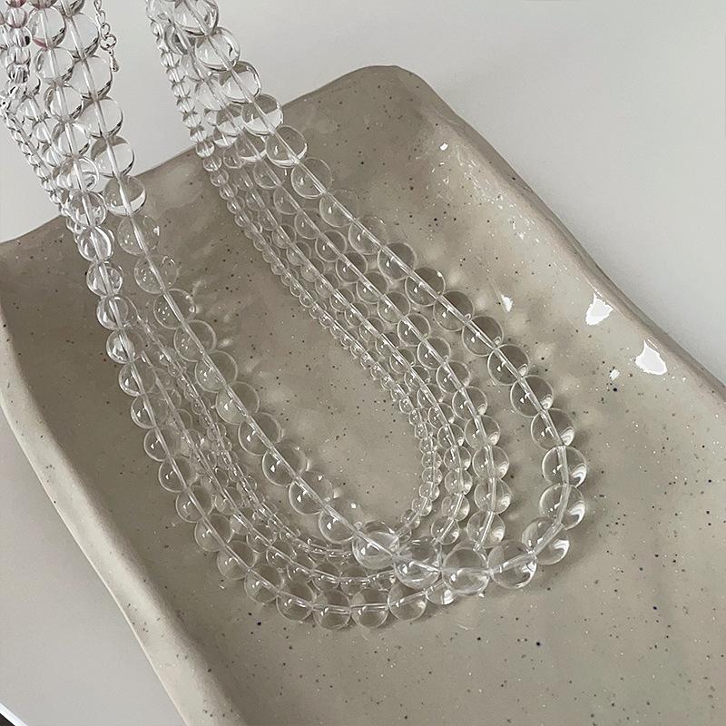 Простое прозрачное стеклянное ожерелье из бисера, женская ниша, индивидуальность, модный тренд, элегантный темперамент, универсальная цепочка на шею, цепочка на ключицу