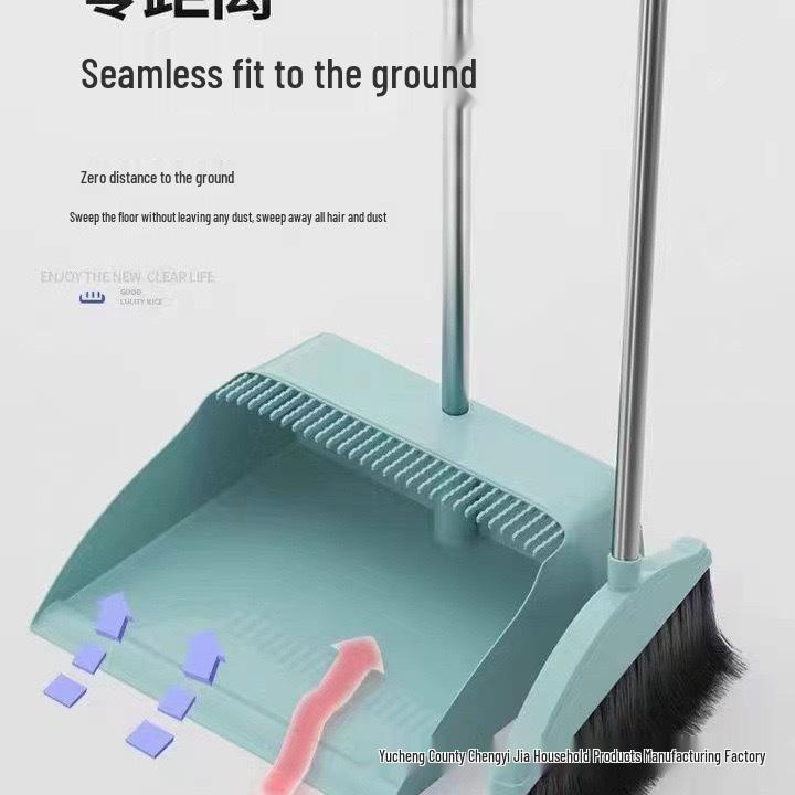 Influencer Household Broom & Dustpan Set: Non-Stick Hair Sweeping, Squeegee & Garbage Shovel.
