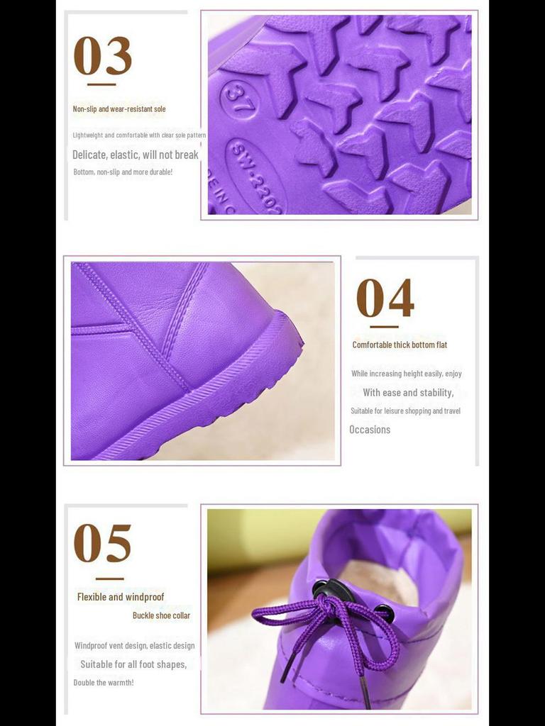 2024 Унисекс Черные зимние ботинки: Бархат, водонепроницаемый, легкий, утолщенный ЭВА для тепла