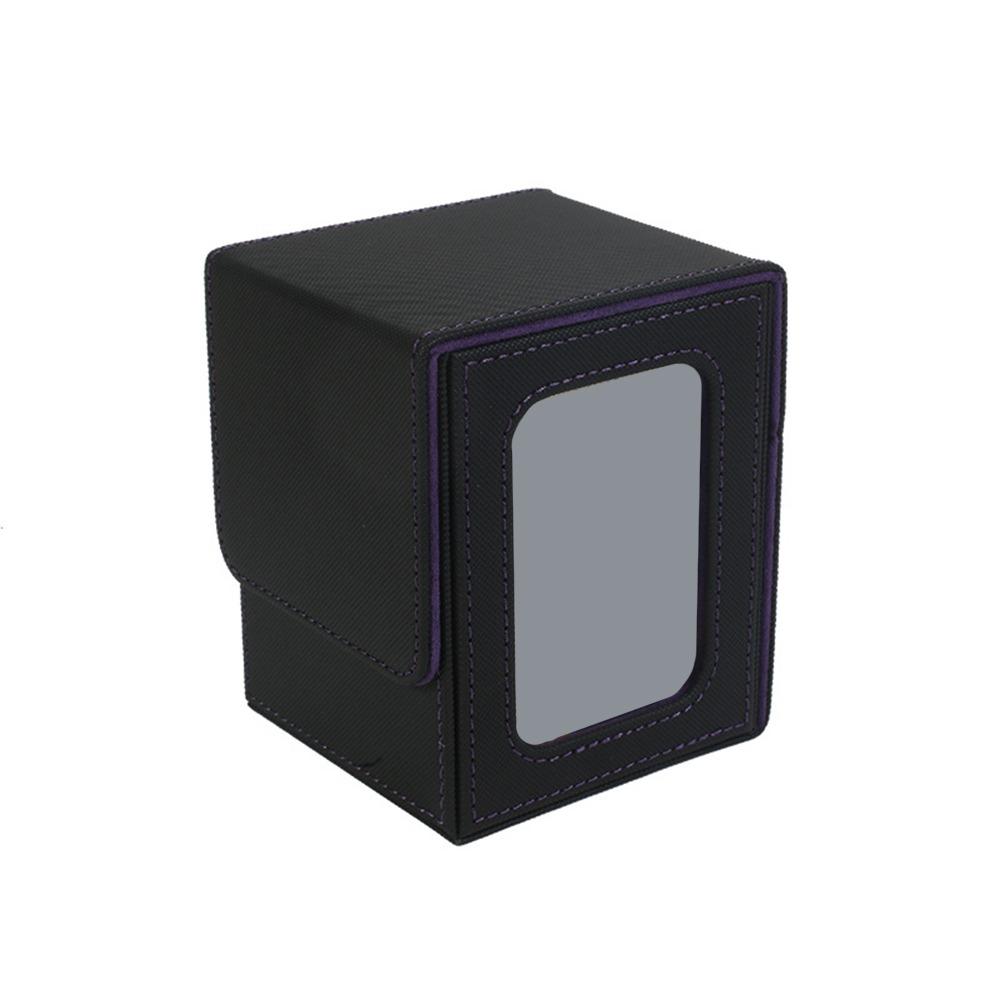 PU Leather Card Deck Box With Window Window Collection Box Fashion Card Stacking Storage Box