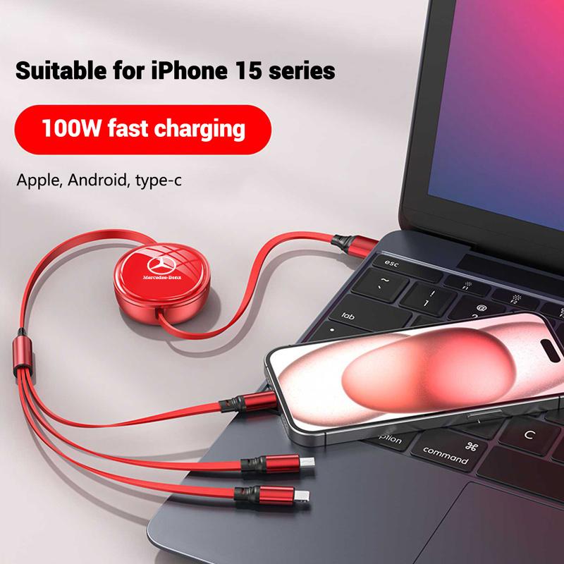 3-in-1 Micro Data Wire USB Type C Fast Charger Cable For Mercedes Benz AMG A B C E S Class GLC GLK GLE GL Interior Accessories QRSTV1