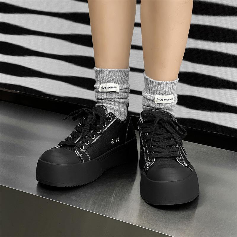 Мужские и женские парусиновые туфли в студенческом стиле, модные туфли для серфинга, британские повседневные туфли с большой головой, туфли-дерби на платформе с увеличенным голенищем 14464-J