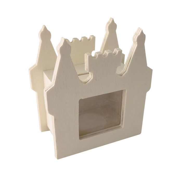 Tirelire - PW International - Château - Bois brut - 9.5x10.5x5 cm - Personnalisable