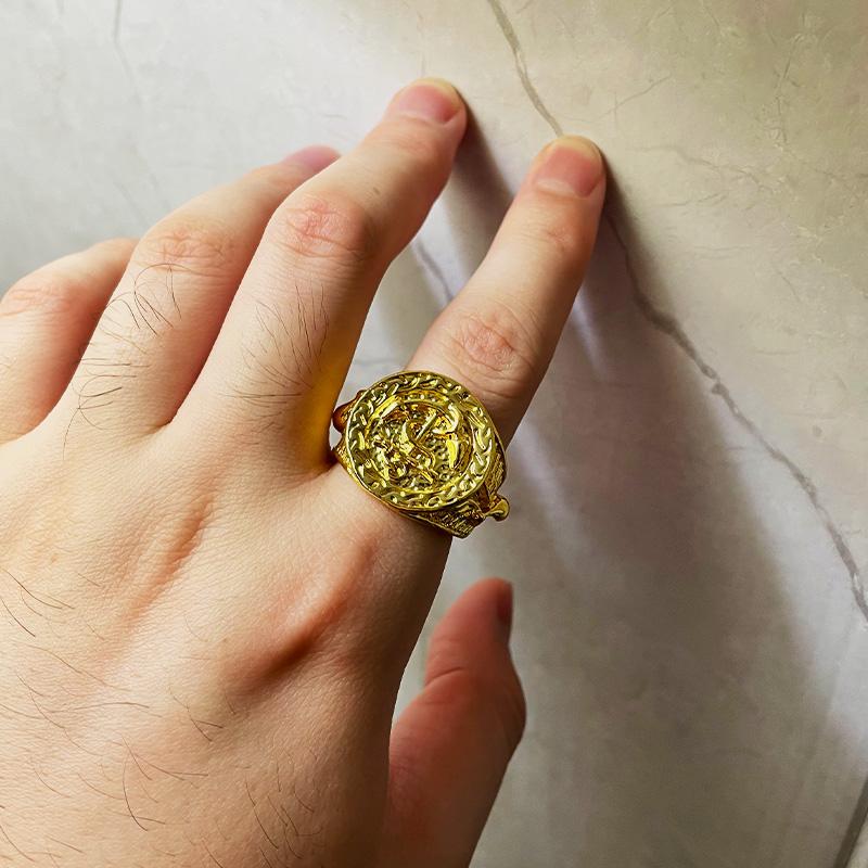 Ретро Якорь Темно-Морской Большое Кольцо Для Мужчин Золото Цвет Панк Готический Рок Кольцо Хип-Хоп Пиратские Байкерские Аксессуары Ювелирные Изделия Мужской Подарок