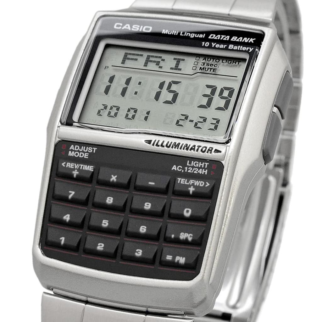 Casio БАНК ДАННЫХ Цифровые часы Серебристый металлический браслет Международная модель DBC-32D-1A Мужские [Б/У]