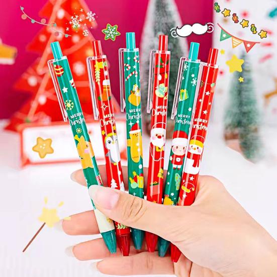 Yousheng 6Pcs Christmas Gel Pens Various Festive Patterns Push-Type Christmas Pens Stationery Supplies Christmas Party Favors