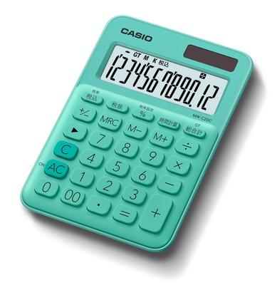 Casio Цветной калькулятор мятно-зеленый 12-разрядный мини Just Type MW-C20C-GN-N