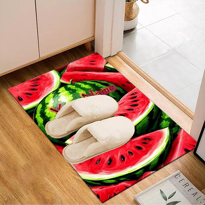 1PC Custom Name Watermelon Slices Artwork Theme Floor Mat Ideal for Living Room, Game Rooms, Office, Bedroom, Floor Mat Playful Design