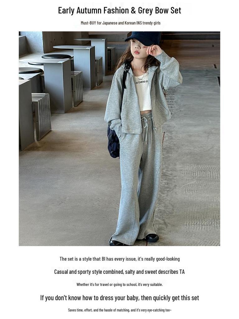 Модный повседневный комплект-двойка для девочек на весну и осень 2025 года: Модная детская одежда для девочек-подростков