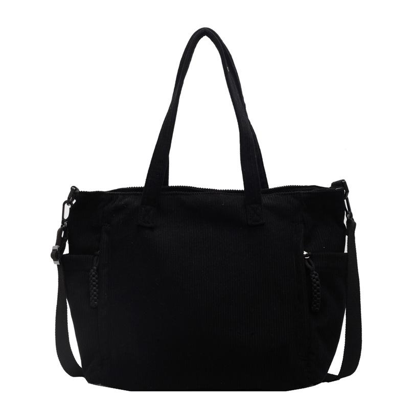 Corduroy Shoulder Messenger Bag Multi-Bag Mouth Large Capacity Commuter Tote Bag Student Class Work Handbag