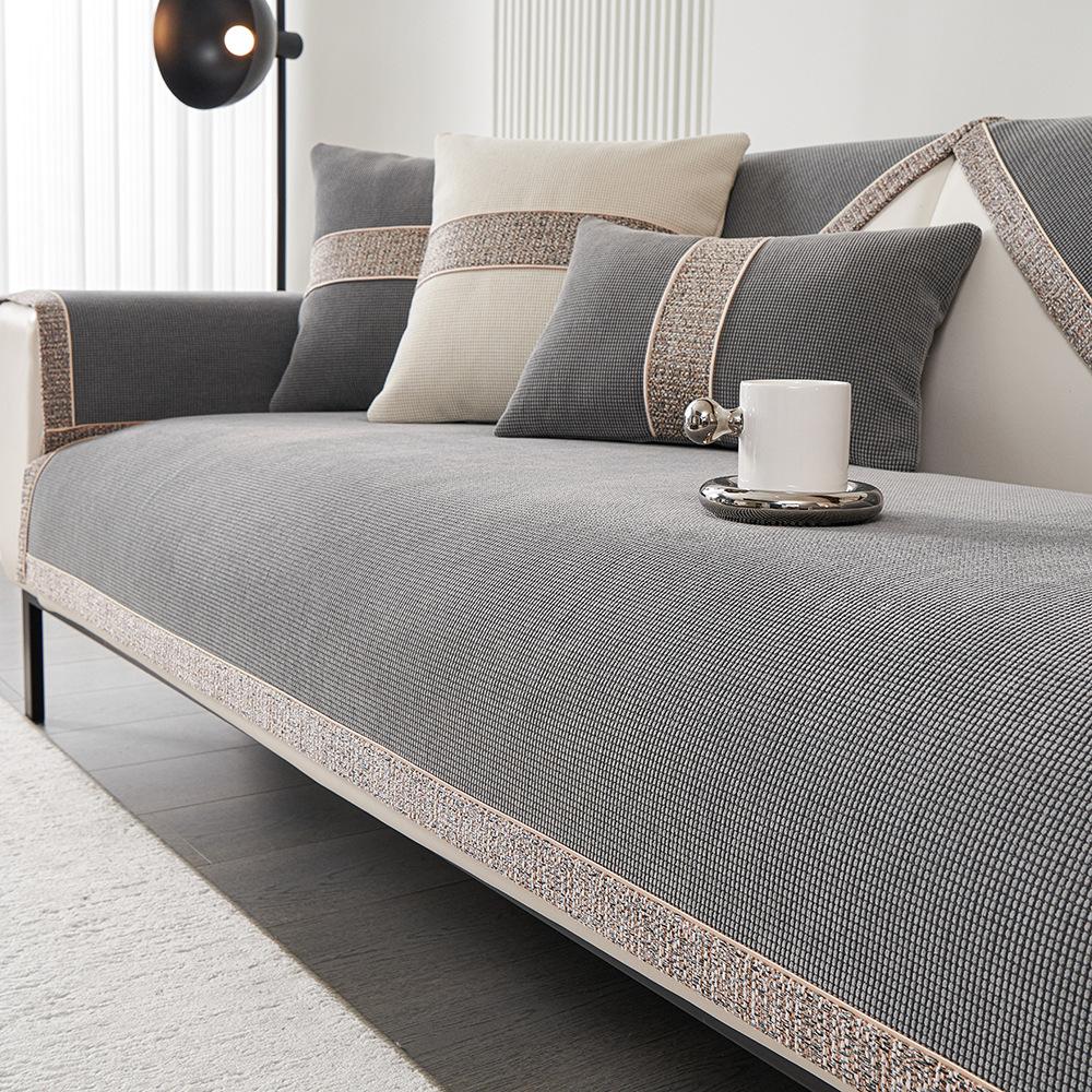 Универсальная однотонная диванная подушка на четыре сезона, противоскользящая, новый чехол для дивана, полный пакет, простой летний чехол из синели