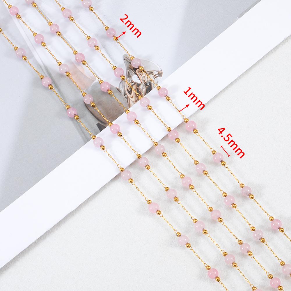 1M Stainless Steel Pink Ball Beads Beaded Chain 4.5mm Glass Crystal Link Chains for DIY Bracelet Necklace Jewelry Making Supply