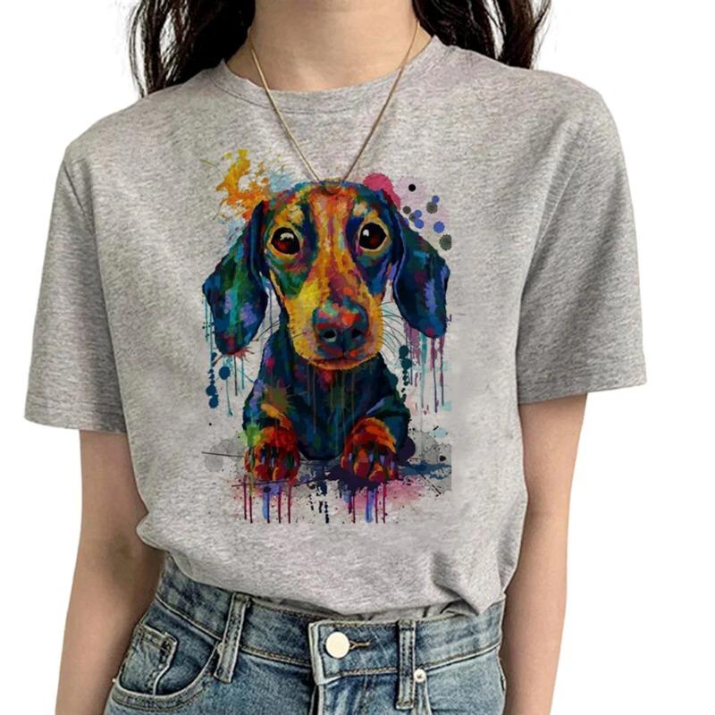 Футболка с таксой для женщин, футболка с комиксами и аниме, уличная одежда для девочек, одежда с аниме, футболки для женщин