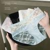 Женские Весенние и Летние Атласные Кружевные Сексуальные Трусы-Треугольники с Двойным Бантом и Хлопковой Ластовицей