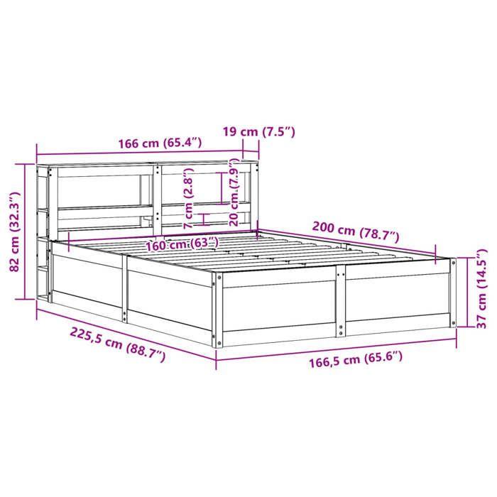VidaXL Bed Frames and Headboard Wax Brown 160x200 Cm Pine Wood, Bedroom Furniture, Bed Base, Wooden Bed, 3306338