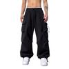 Men Casual Cargo Pants Hip Hop Baggy Trousers with Pockets Low-Rise Elastic Waist Drawstring Loose Pants for Spring Autumn Street Travel
