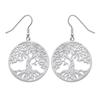 [N7692] - Silver 'Tree of Life' Steel Earrings - 30 Mm