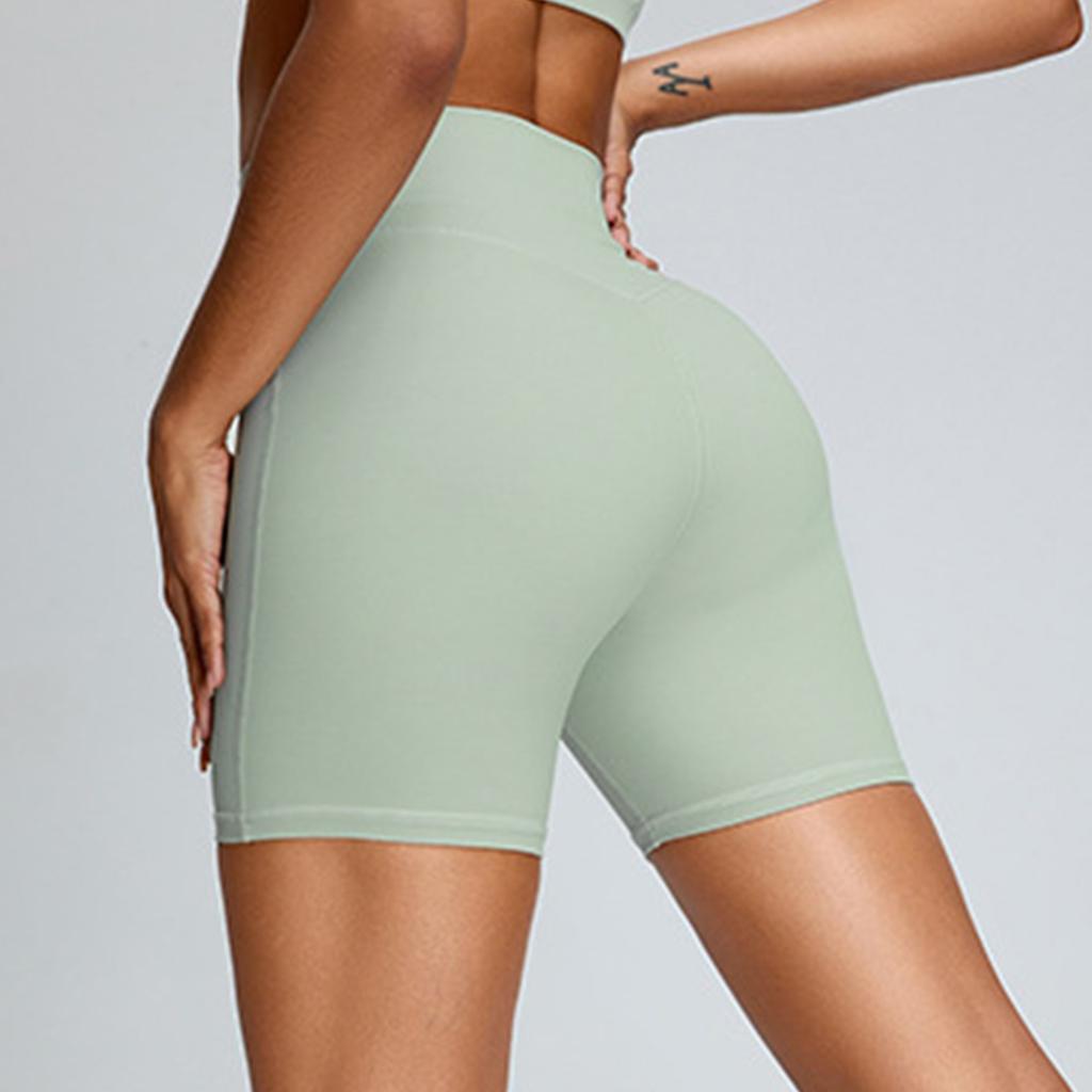 Women's Solid Color Hip Lifting And Abdominal Tightening Yoga Pants Quarter Tight Sports Shorts