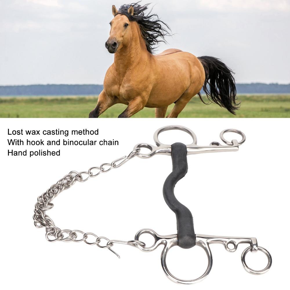Rubber Center Horse Mouth Bit Silver Horse Snaffle Bit Durable Horse Mouth Snaffle Horse Training