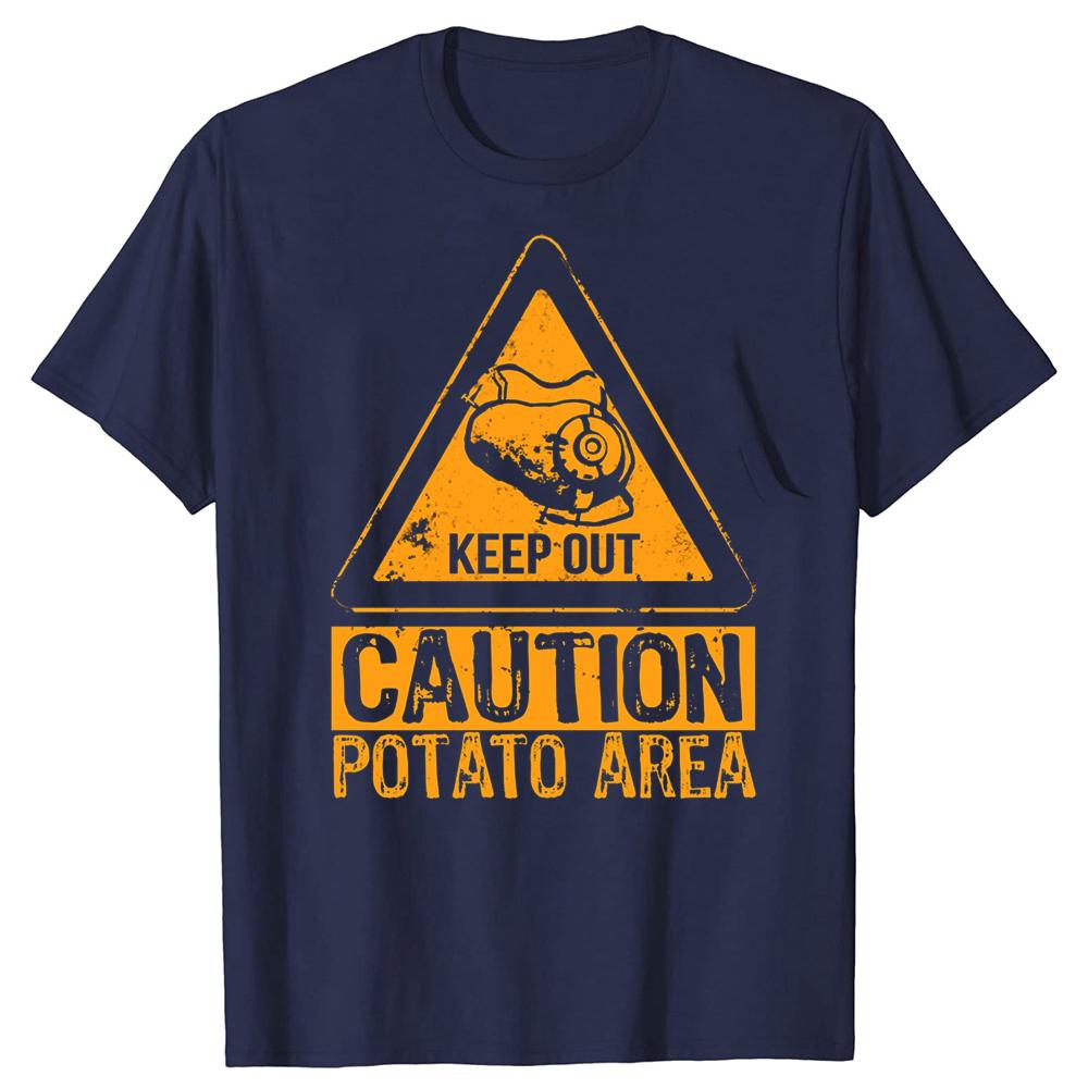 Potato Keep Out Funny Video Game Tshirts Men Womens Fashion Print Tshirt Loose Oversized Streetwear Hip Hop Unisex T Shirt