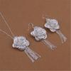 925 Sterling Silver Jewelry Set For Women Fine Flower Pendant Necklace Earrings Fashion Party Wedding Girl Christmas Gifts