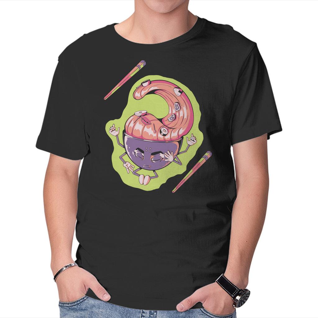 Unisex Crew Neck T-Shirt Peace Ramen Graphic Short Sleeve Casual Tee
