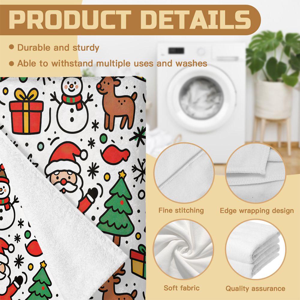 Christmas Santa Reindeer Beach Towel Pool Towel Camping Towel Bath Towel Blanket HD Print Holiday Bath Towel