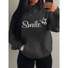 Smile Font Language Butterfly Pattern Hoody For Women Sport Pocket Clothing Cute Multicolor Streetwear Fashion Hoodies