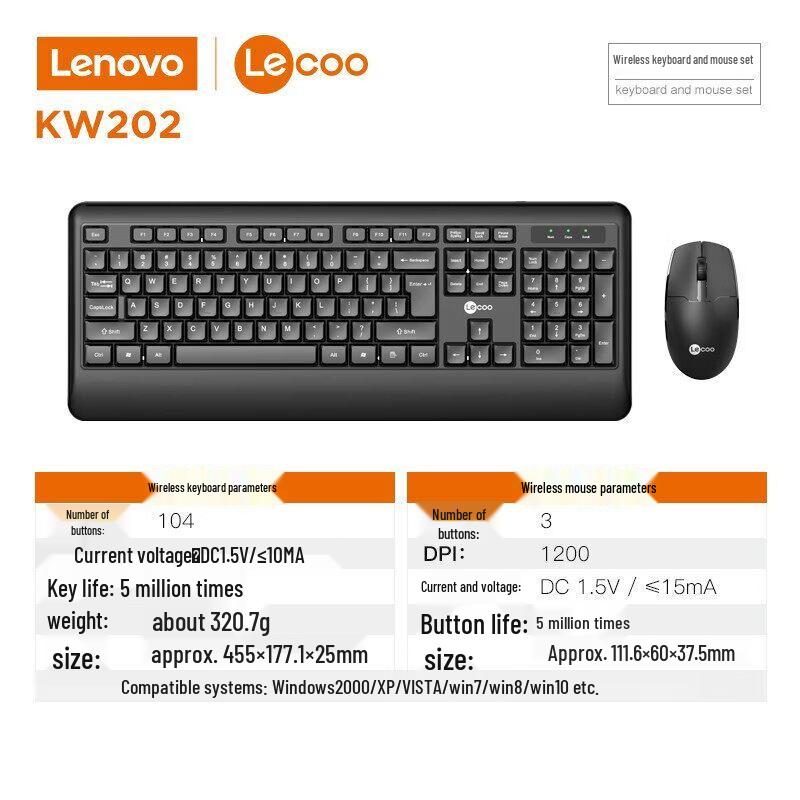 Lenovo Laiku KW202 Wireless Keyboard Mouse Combo