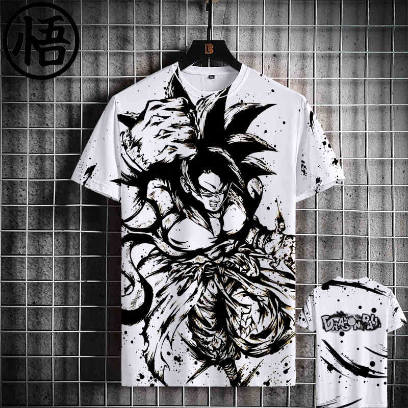 Casual Men's Seven Dragon Ball Short-Sleeved T-Shirts Tide Anime Saiya Sun Wukong Turtle Fairy Loose Quick Dry Kids Clothes Tops