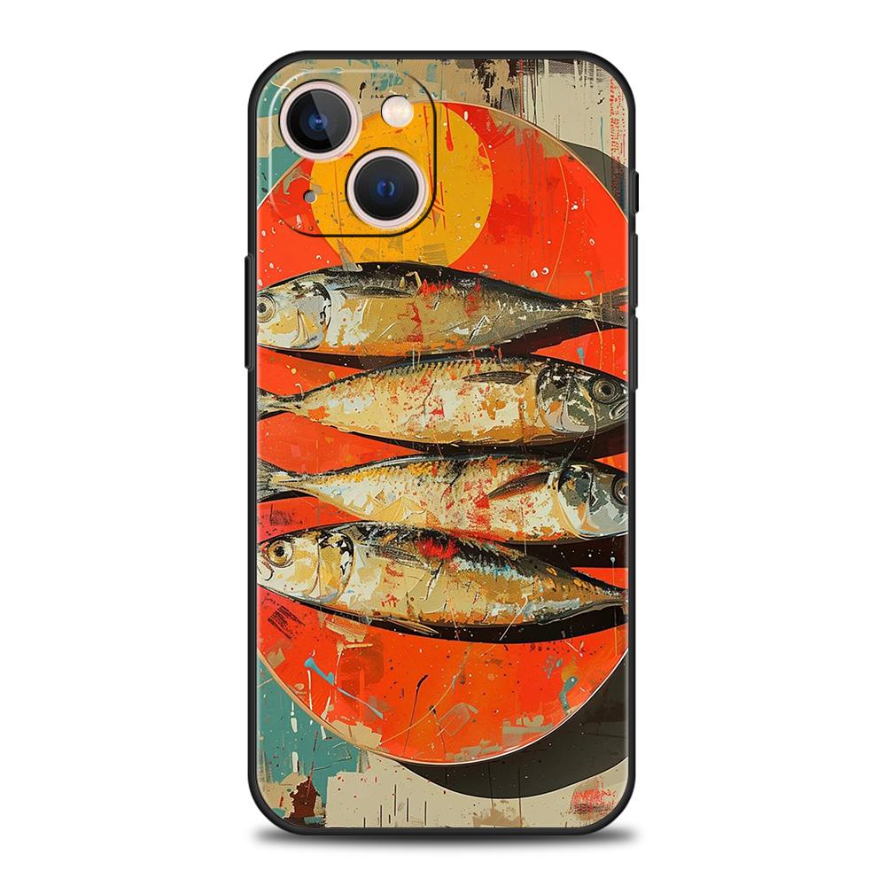 Роскошный мягкий чехол из ТПУ для iPhone 17 Air 16E 16 11 15 14 Pro MAX 12 13 7 8 Plus X XR XS SE 2022 Чехол Консервированные сардины