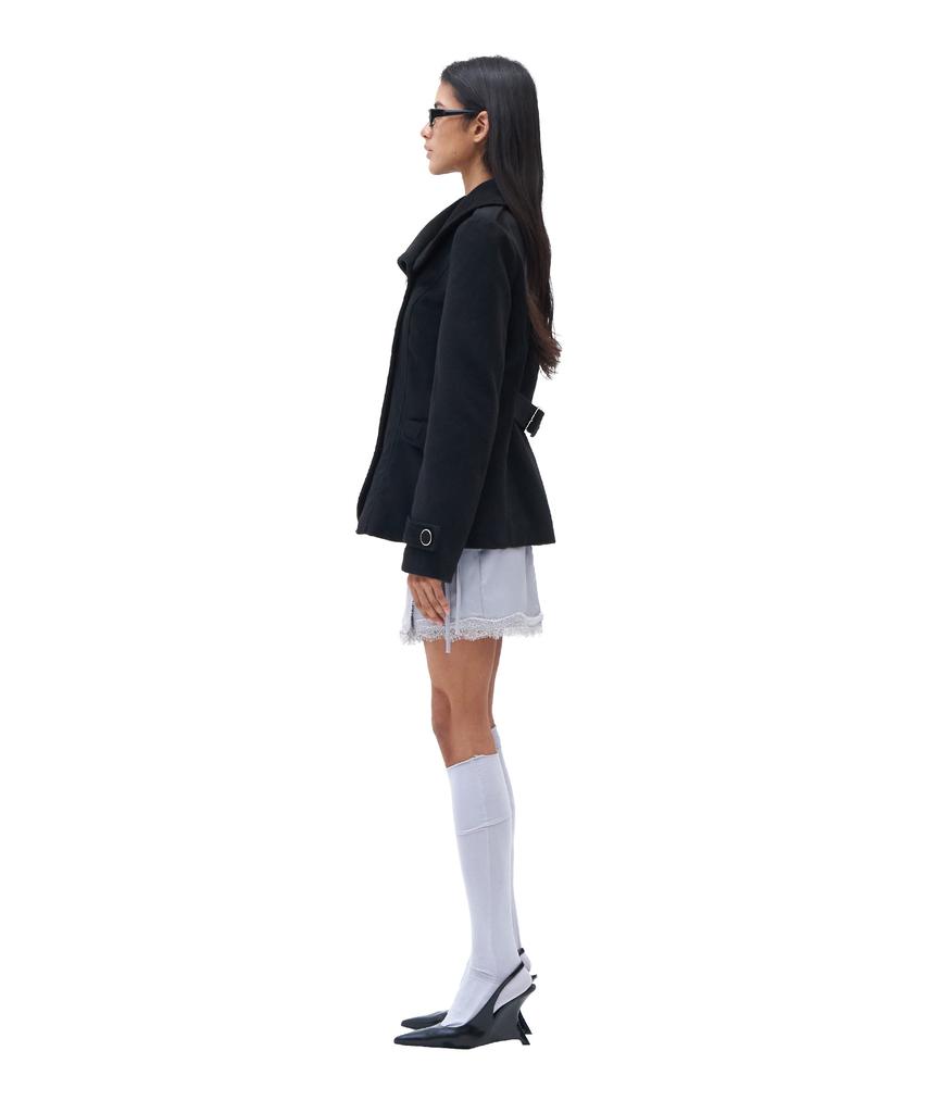 HILLDA Wide Lapel Brushed Jacket [Black]