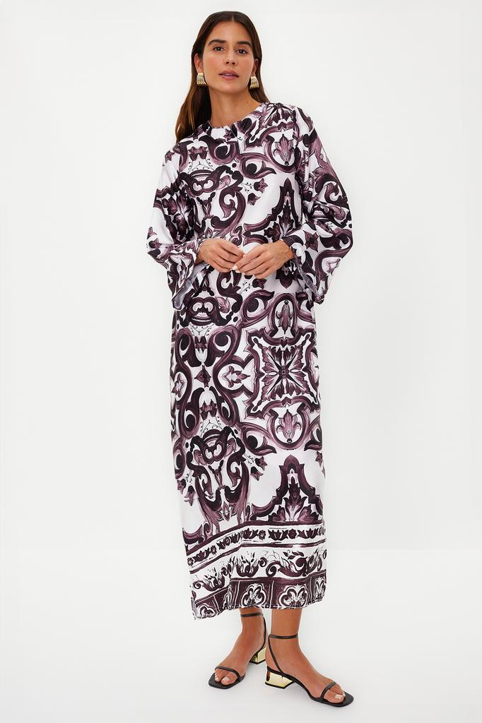 Женская мода новое вечернее платье в хиджабе синее атласное вечернее платье с этническим рисунком