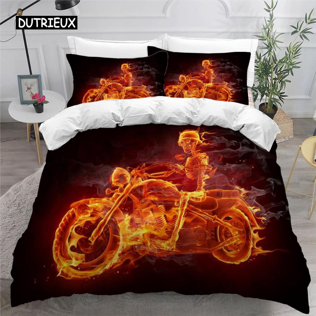 Пододеяльник с цветным пламенем, комплект постельного белья 3D Cool Fire для детей и девочек, мягкий пододеяльник из микрофибры с застежкой-молнией